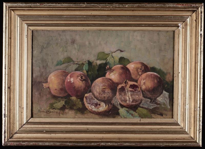 Cesare Bentivoglio (1868-1952), attribuito a Natura morta con melograni  - Auction Time Auction 9-2014 - Cambi Casa d'Aste