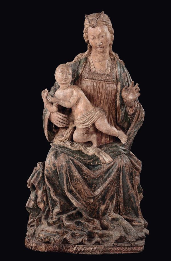 Arte rinascimentale dell’Italia centrale (Abruzzo?) tra il XV ed il XVI secolo Madonna in trono con  [..]
