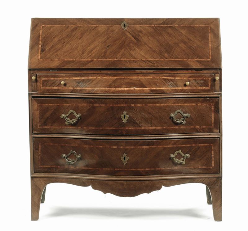 Ribalta Luigi XV lastronata in noce, XVIII secolo  - Auction Fine Arts from refined private house - Cambi Casa d'Aste