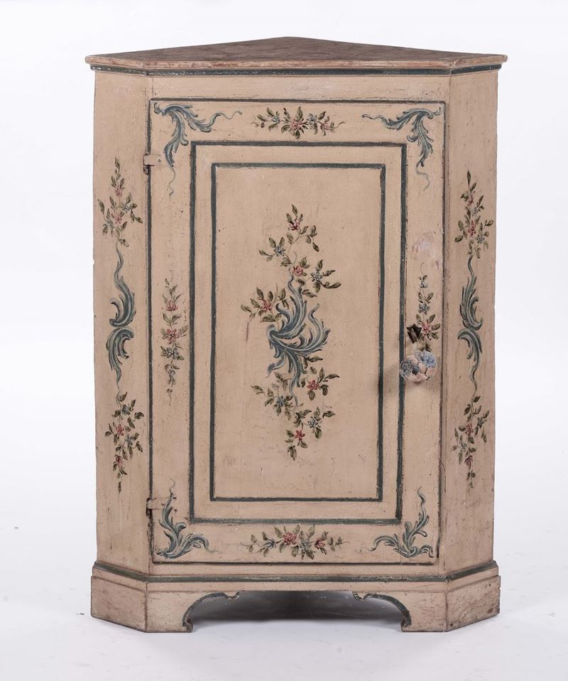Mobile ad angolo dipinto alla genovese, XVIII-XIX secolo  - Asta Antiquariato, Affidamenti da raffinate dimore private - Cambi Casa d'Aste