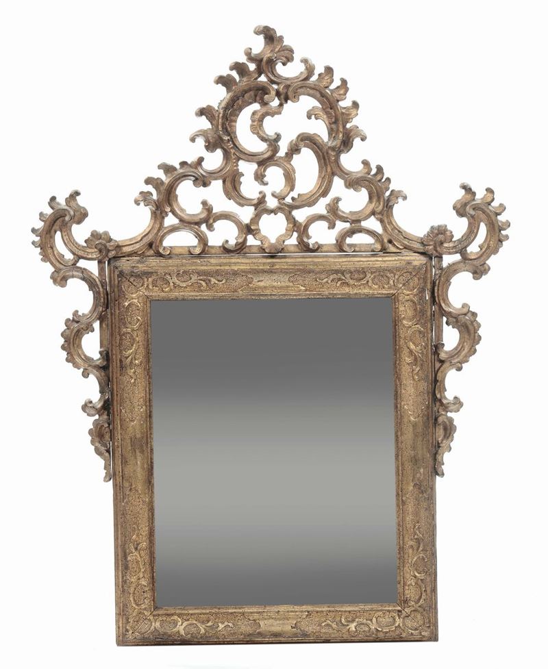 Specchierina Luigi XIV dorata a mecca, XVIII secolo  - Auction Fine Arts from refined private house - Cambi Casa d'Aste