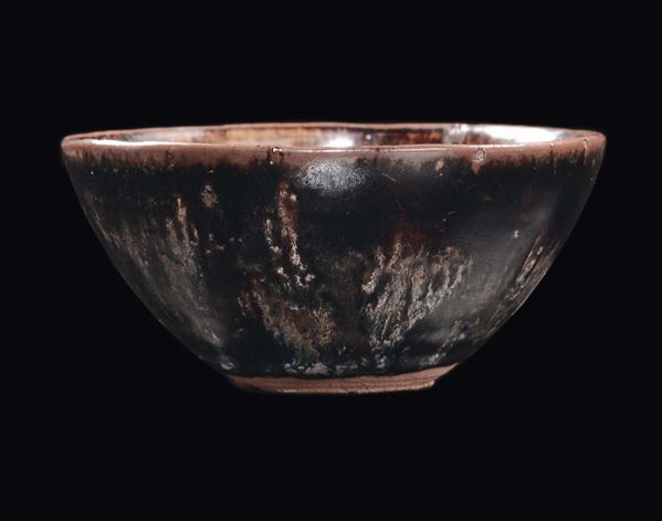 A black and brown splashed Jun bowl, China, Song Dynasty (960-1279)