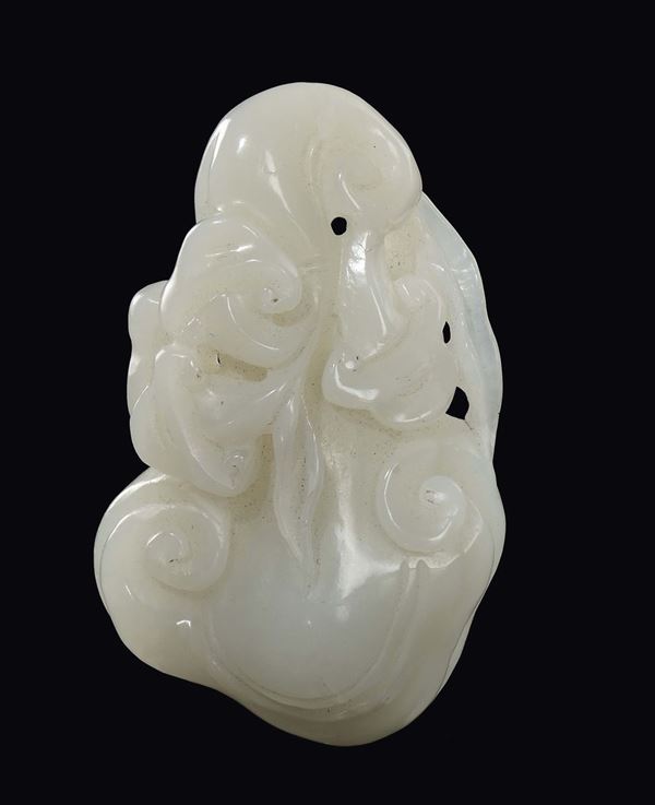 Gruppo in giada bianca scolpito a forma di funghi intrecciati, Cina, Dinastia Qing, epoca Qianlong (1736-1795)