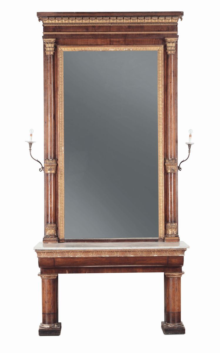 Grande console Impero con specchiera, XIX secolo  - Auction Fine Arts from refined private house - Cambi Casa d'Aste