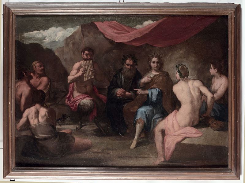 Scuola Romana del XVII secolo Figure e satiro  - Auction Old Masters Paintings - Cambi Casa d'Aste