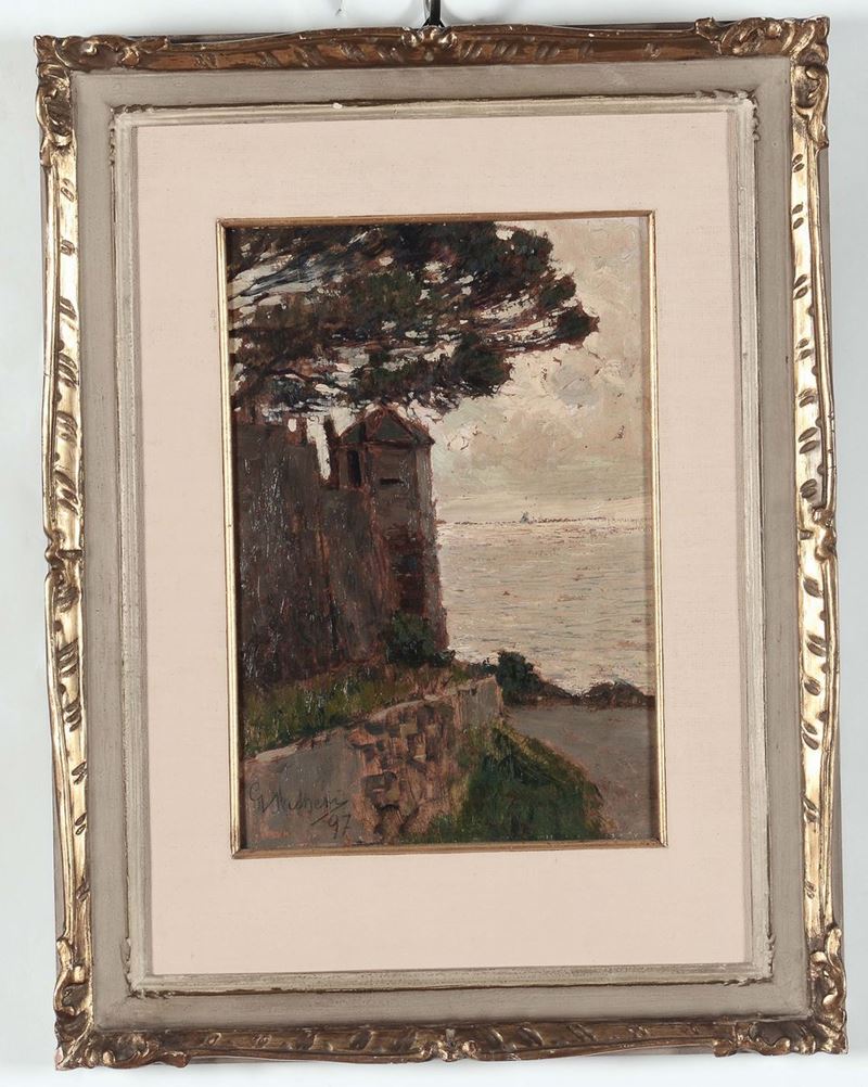 Giuseppe Sacheri (1863-1950) Veduta costiera, 1897  - Auction 19th and 20th Century Paintings - Cambi Casa d'Aste