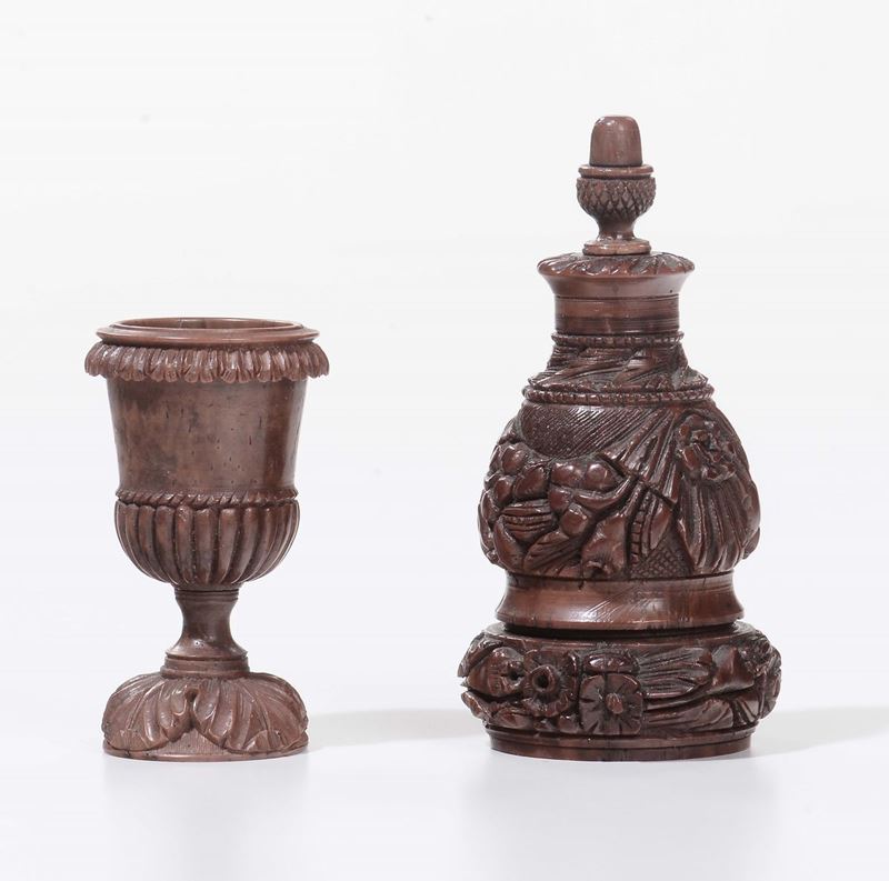 Contenitore scolpito con frutta in bosso  - Auction Fine Arts from refined private house - Cambi Casa d'Aste