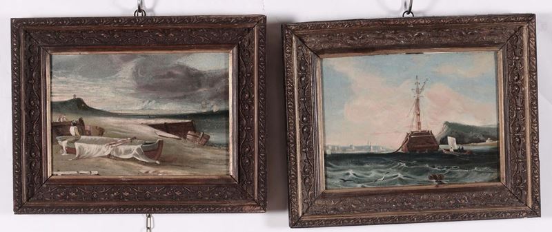 Anonimo del XIX secolo Marine  - Asta Antiquariato, Affidamenti da raffinate dimore private - Cambi Casa d'Aste