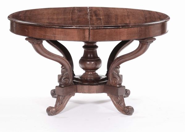 Tavolo a cestello con sei sedie, XIX secolo