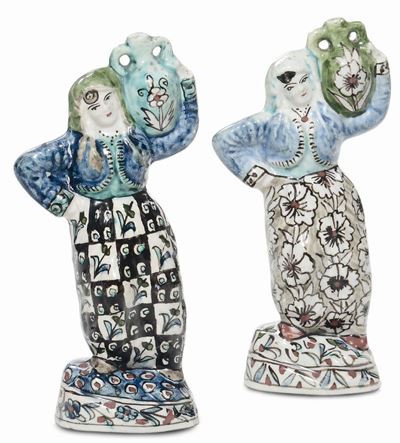 Lotto Composto da Tre Statuine in Terraglia Raffiguranti Donne di Turchia in Costumi Tipici, Kuth...