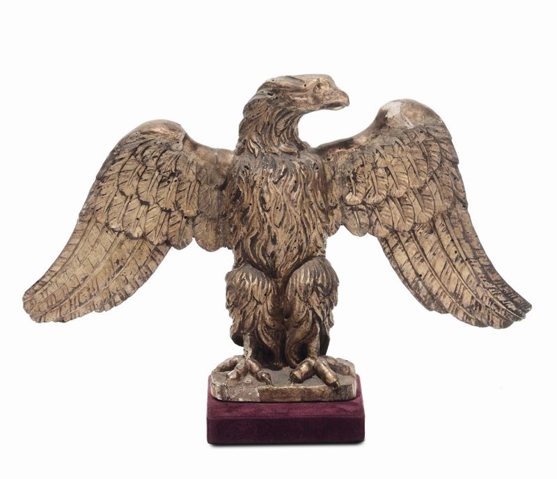 Aquila neoclassica in legno scolpito e dorato, Italia Centrale inizi XIX secolo  - Asta Antiquariato, Affidamenti da raffinate dimore private - Cambi Casa d'Aste