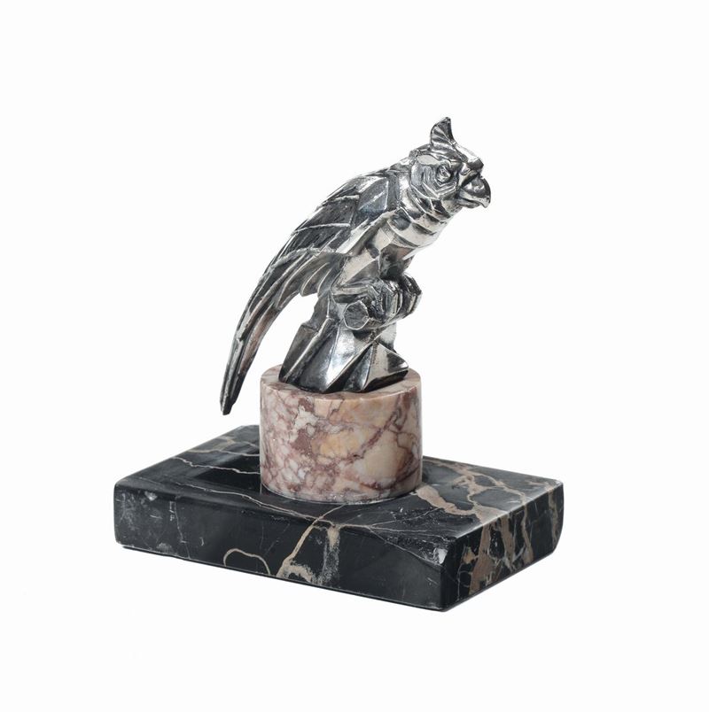 Pappagallo in bronzo argentato, Italia 1925 circa  - Asta Antiquariato, Affidamenti da raffinate dimore private - Cambi Casa d'Aste