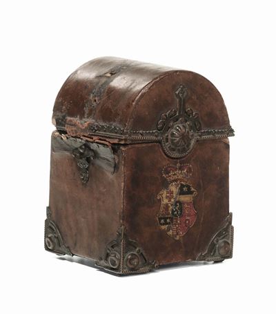 Bauletto in Cuoio con Montatura in Metallo, Germania Meridionale XIX Secolo