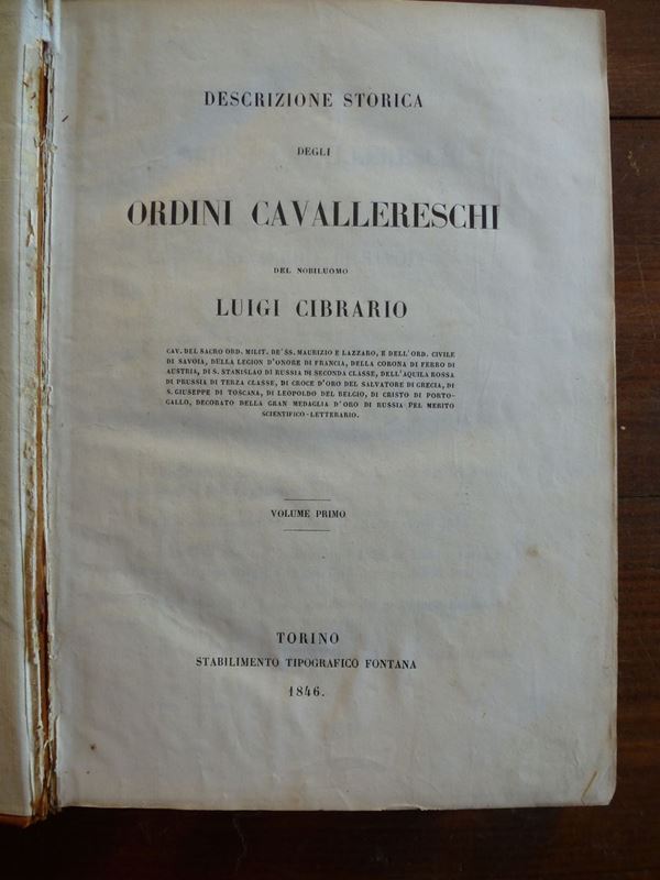 Luigi,Cibrario Descrizione storica degli ordini cavallereschi