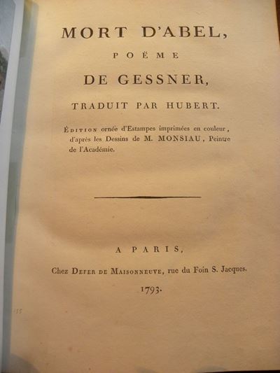 Salomon, Gessnermort D’abel, Poeme. Traduit Par Hubert