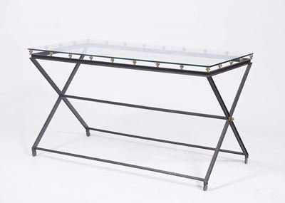 Tavolo in Ferro con Piano in Vetro, XX Secolo