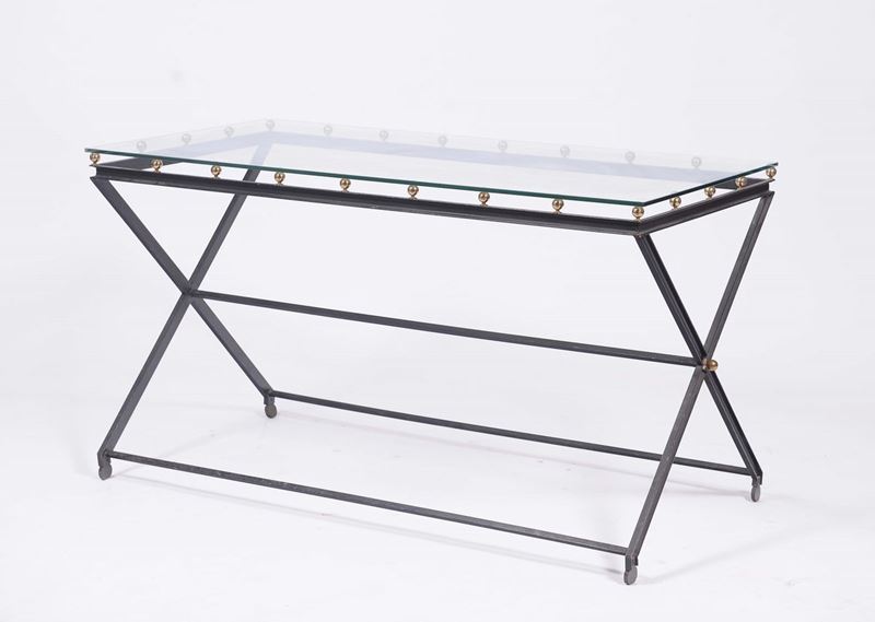 Tavolo in ferro con piano in vetro, XX secolo  - Auction Time Auction 1-2015 - Cambi Casa d'Aste