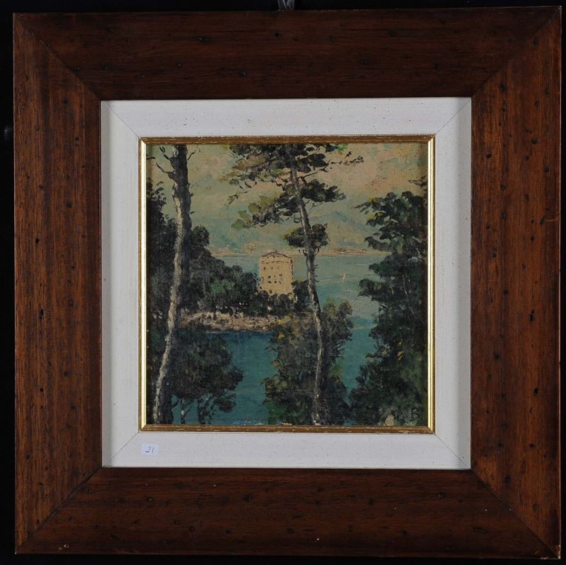 Anonimo del XX secolo Veduta di Paraggi  - Asta Antiquariato, Affidamenti da raffinate dimore private - Cambi Casa d'Aste