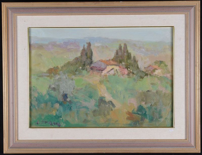 A. Sgrana Paesaggio collinare  - Asta Antiquariato, Affidamenti da raffinate dimore private - Cambi Casa d'Aste