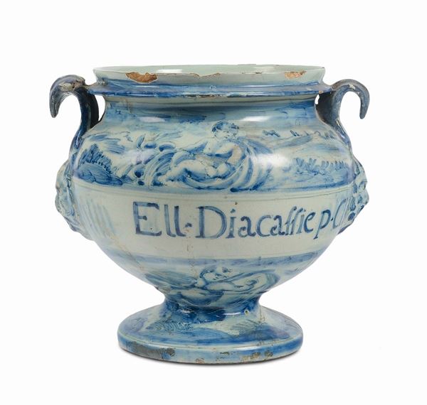 Vaso da farmacia in maiolica, Savona XVIII secolo