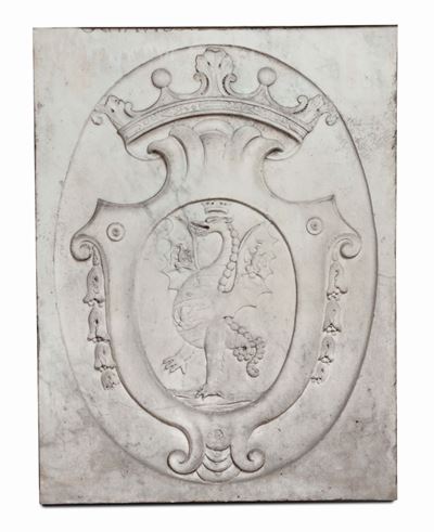 Stemma in Marmo Scolpito con Stemma con Drago, Genova XIX Secolo