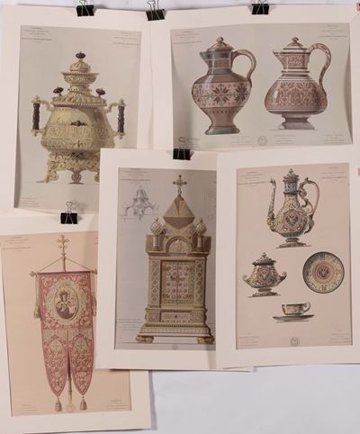 Cinque Stampe a Colori della Recueil De Dessins Pour L'art Et L'industrie