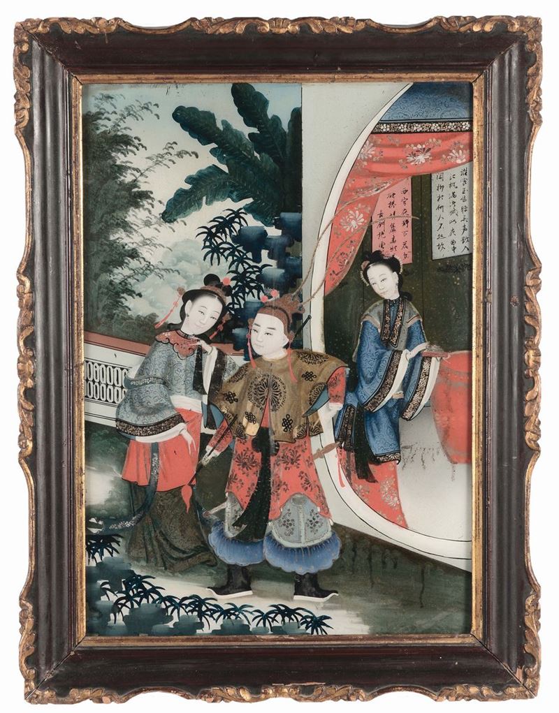 Dipinto su vetro con personaggi, Cina  - Auction Fine Arts from refined private house - Cambi Casa d'Aste