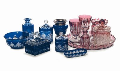 Lotto di Vari Pezzi in Cristallo Molato di Gusto Biedermeier