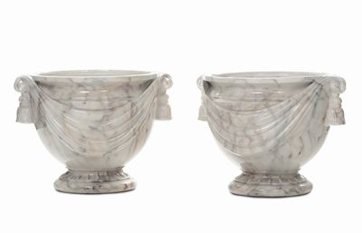 Coppia di Portavasi in Ceramica Marmorizzata, XX Secolo