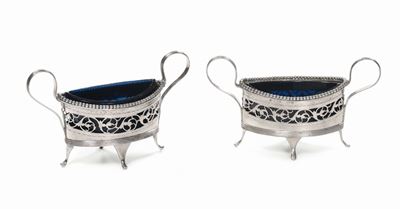 Coppia di Saliere in Argento e Vetro, Manifattura del XIX-XX Secolo