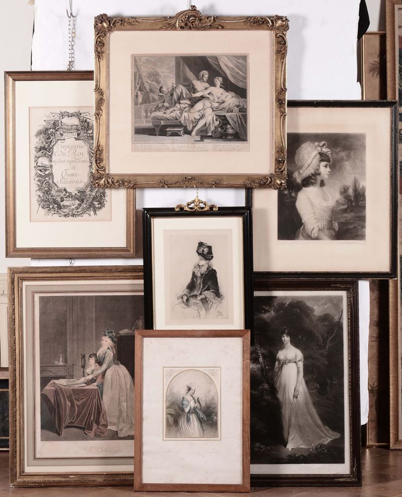 Lotto di sette stampe in cornice  - Asta Antiquariato, Affidamenti da raffinate dimore private - Cambi Casa d'Aste
