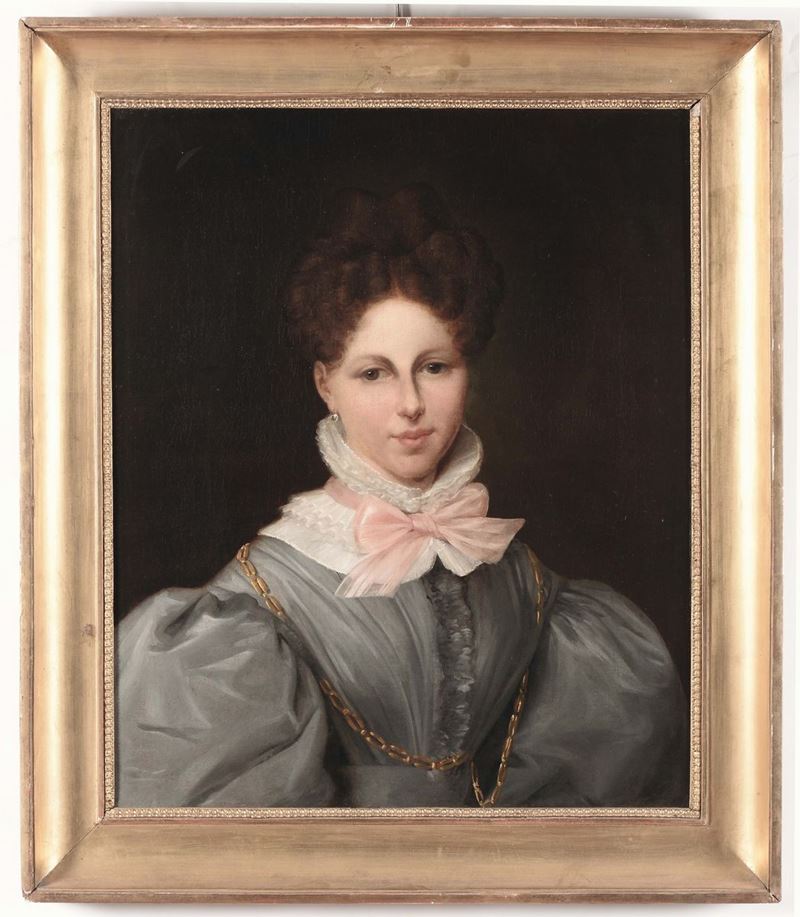 Anonimo del XIX secolo Ritratto femminile  - Auction Fine Arts from refined private house - Cambi Casa d'Aste
