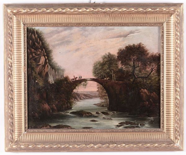 Anonimo del XIX secolo Paesaggio con ponte