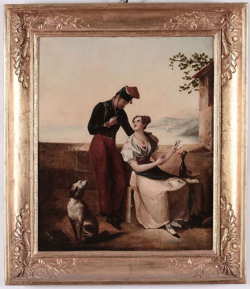 Anonimo del XIX secolo Soldato e cartomante  - Auction Fine Arts from refined private house - Cambi Casa d'Aste
