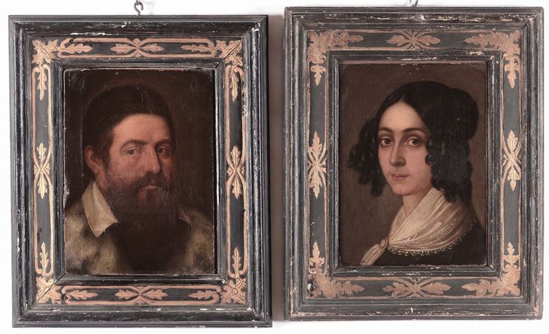 Anonimo del XIX secolo Coppia di ritratti  - Auction Fine Arts from refined private house - Cambi Casa d'Aste