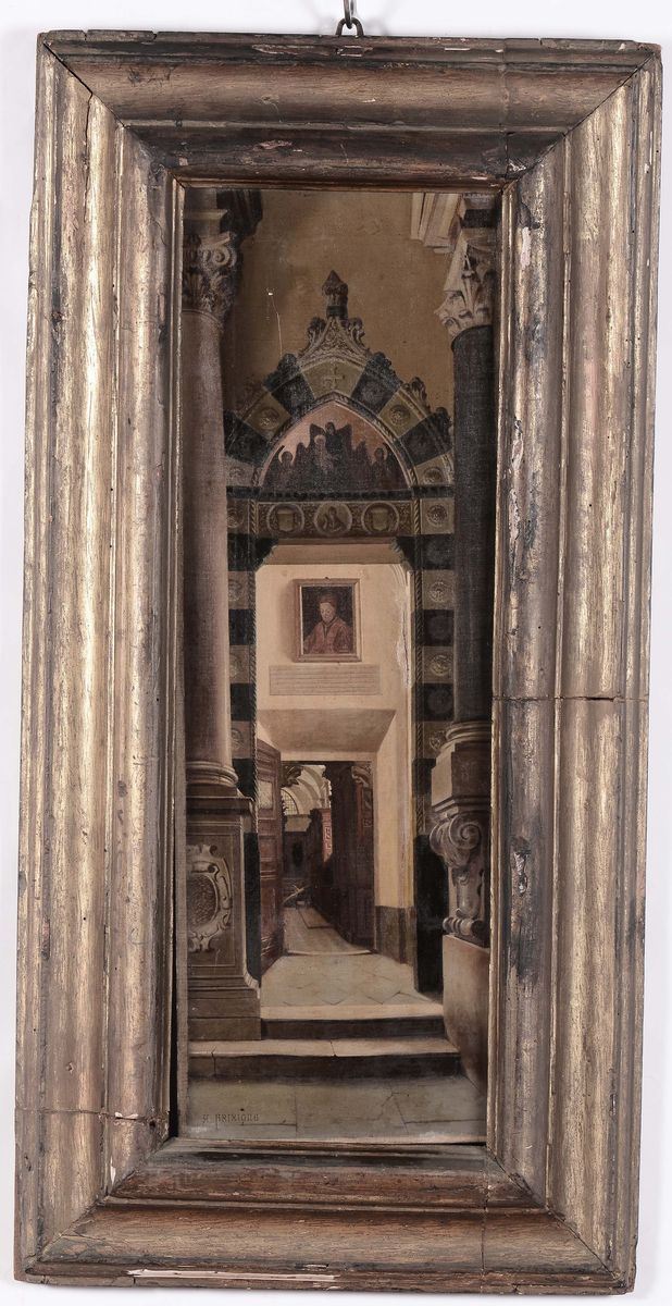 Antonio Frixione (1843-1914) Interno di chiesa  - Auction 19th and 20th Century Paintings - Cambi Casa d'Aste
