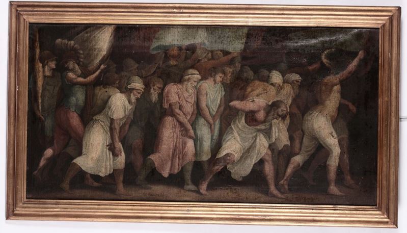 Anonimo del XIX secolo Processione con figure  - Auction Fine Arts from refined private house - Cambi Casa d'Aste