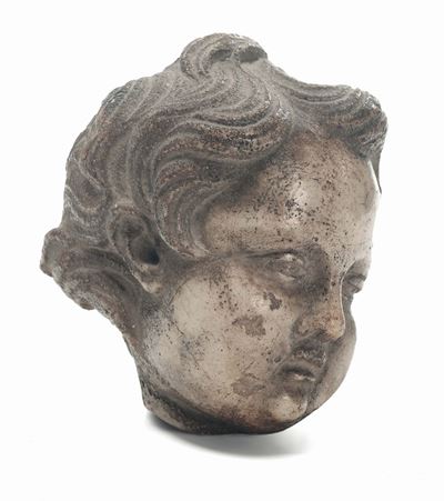 Testina di Putto in Marmo Scolpito, XVIII Secolo