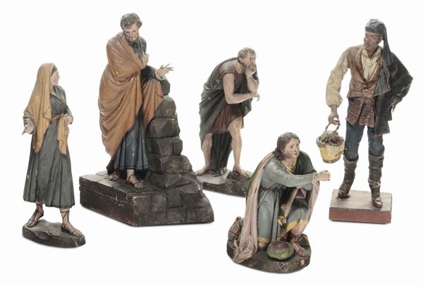 Lotto di statuine da presepe in terracotta, XVIII-XIX secolo