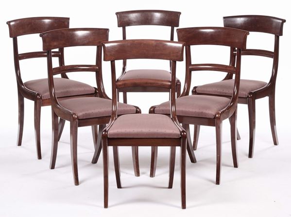 Sei sedie in mogano, Inghilterra prima metà XX secolo