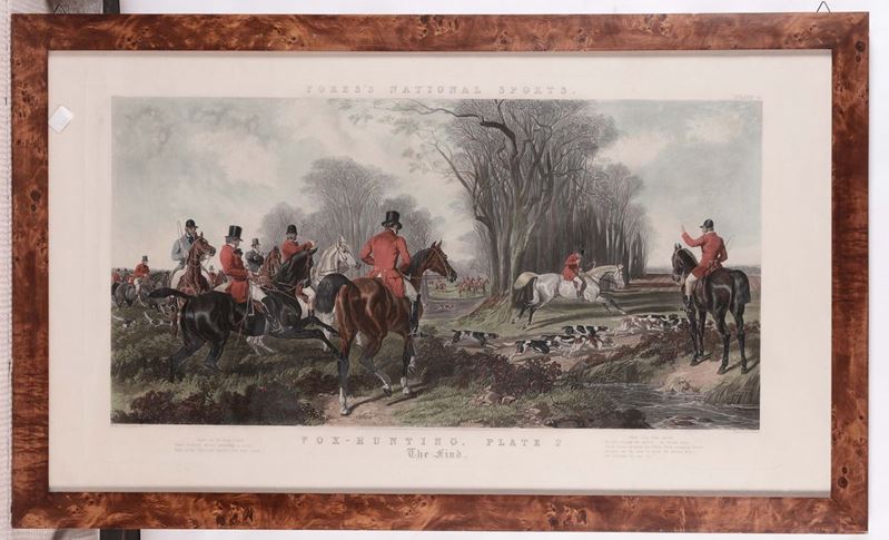 Stampa inglese del XIX secolo raffigurante Caccia alla volpe  - Auction Fine Arts from refined private house - Cambi Casa d'Aste