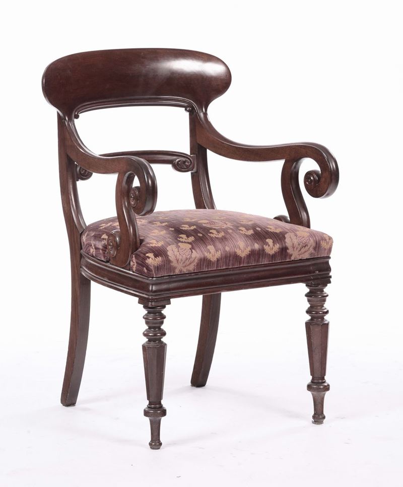 Poltrona in mogano, Inghilterra XIX secolo  - Auction Time Auction 1-2015 - Cambi Casa d'Aste