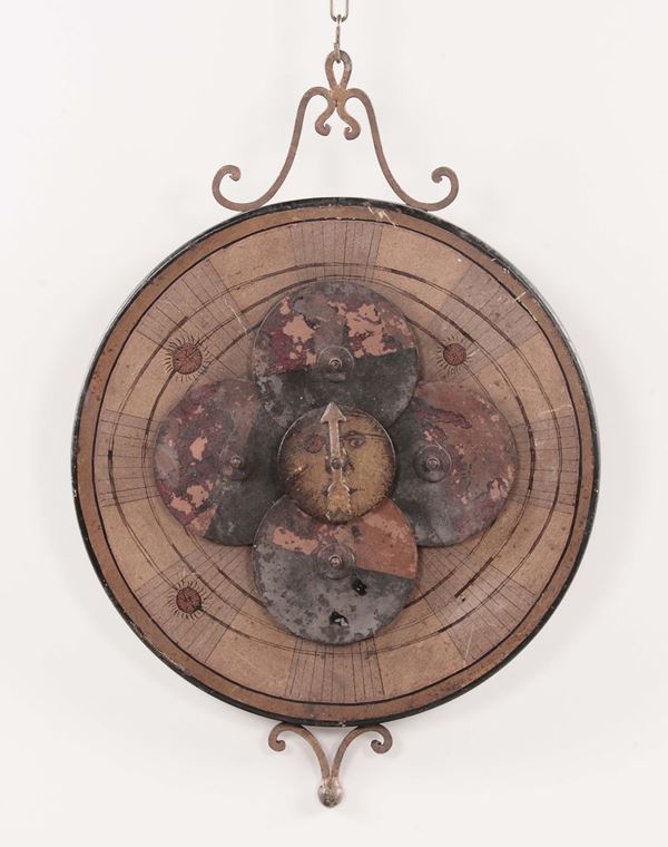 Planetario didattico in lamiera dipinta. XIX secolo