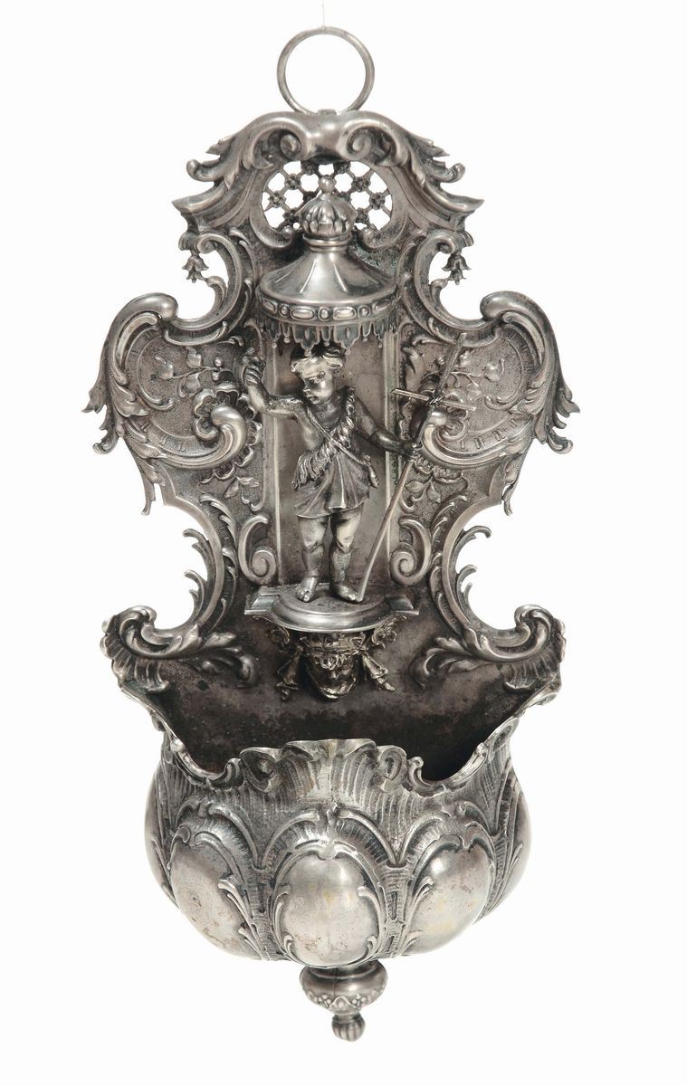 Piccola acquasantiera in argento, Italia XX secolo  - Auction Italian and European Silver Collection  - II - Cambi Casa d'Aste