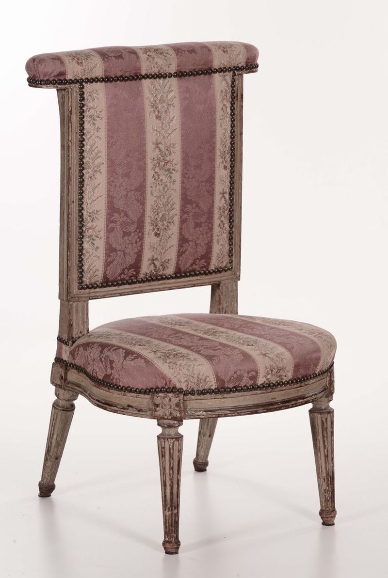 Inginocchiatoio in legno laccato attribuito a  Adrien-Pierre Dupain (1772-1805)  - Asta Antiquariato, Affidamenti da raffinate dimore private - Cambi Casa d'Aste