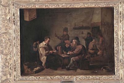 David Teniers (anversa 1610 - Bruxelles 1690), Scuola Diinterno con Giocatori di Carte