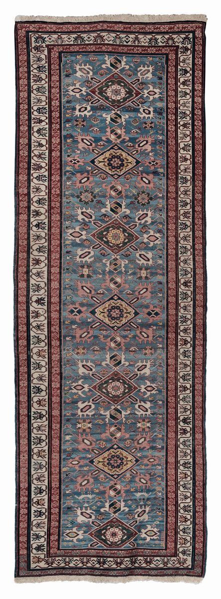 Rara passatoia caucasica Soumak meta XIX secolo  - Auction Fine Carpets - Cambi Casa d'Aste