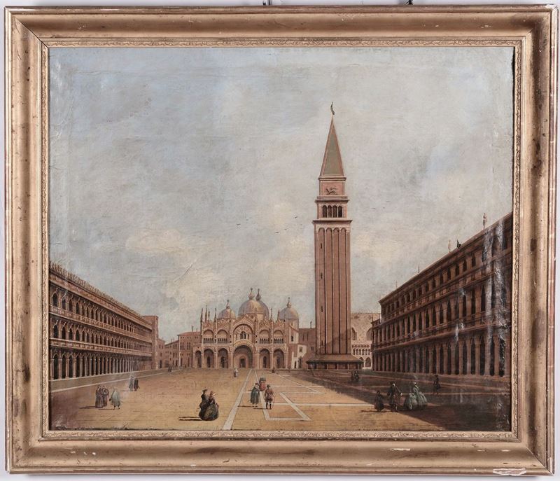 Anonimo del XIX secolo Veduta di Venezia, piazza San Marco  - Asta Antiquariato, Affidamenti da raffinate dimore private - Cambi Casa d'Aste