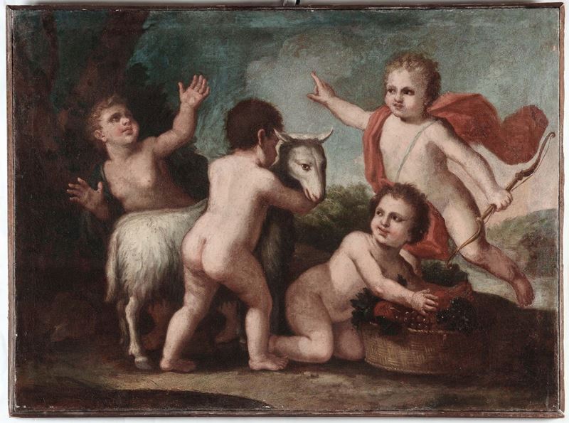 Scuola Italiana del XVIII secolo Putti con pecora  - Auction Old Masters Paintings - Cambi Casa d'Aste
