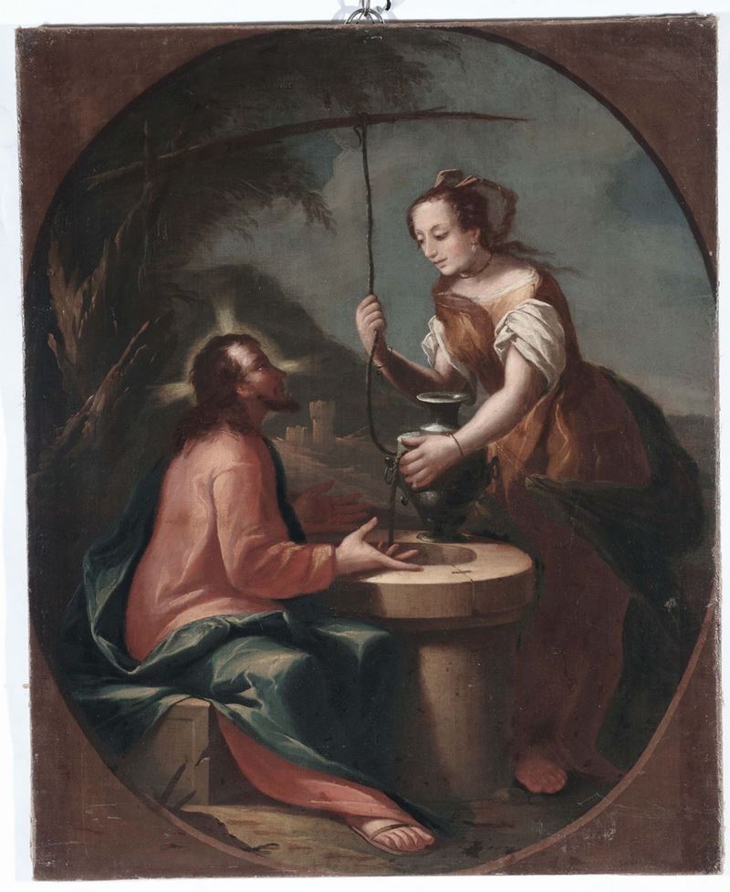 Scuola Italiana del XVIII secolo Samaritana al pozzo  - Auction Old Masters Paintings - Cambi Casa d'Aste